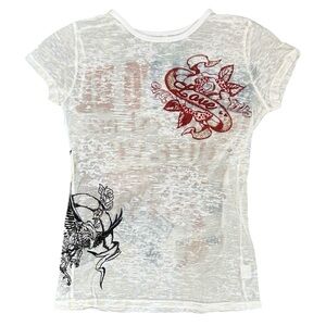 Women's White Y2K Graphic Tee